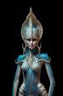 Portrait of alien woman. AI Generated. Art Print